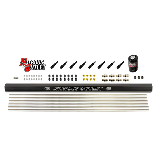 Nitrous Outlet Dry 8 Cylinder Solenoid Forward Direct Port Conversion Kit- .122 Nitrous Solenoid/Injection Rail/SBT Discharge Nozzles (Includes 200HP Jetting)