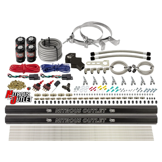 Nitrous Outlet Dry 8 Cylinder Direct Port System - Four .122 Nitrous Solenoids/Two Dual Passage Injection Rails/SBT Dual Passage Nozzles (100-400HP)(No Bottle)