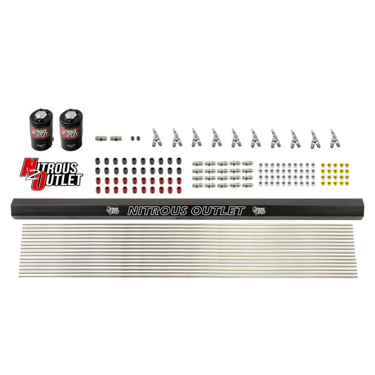 Nitrous Outlet 10 Cylinder Solenoids Forward Direct Port Conversion Kit - .122 Nitrous Solenoid/.310 Fuel Solenoid/Injection Rail/Annular Discharge Nozzles (Includes 175HP Jetting - Gas/7 psi)