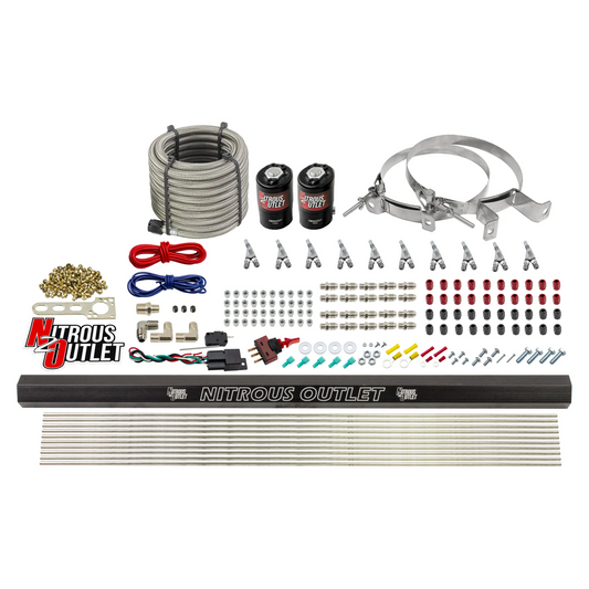 Nitrous Outlet 10 Cylinder Direct Port System - .122 Nitrous Solenoid/.310 Fuel Solenoid/Dual Passage Injection Rail/Annular Discharge Nozzles (Gas)(5-7-10 psi)(125-375HP)(No Bottle)
