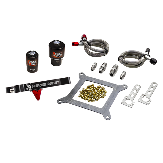 Nitrous Outlet 4150 Stinger 2 Race Solenoid Forward Conversion Kit - Braided Hoses/.178 Trashcan Nitrous Solenoid/.310 Fuel Solenoid/Universal Solenoid Brackets - (Gas/E85)(5-55 psi)(50-600 HP)