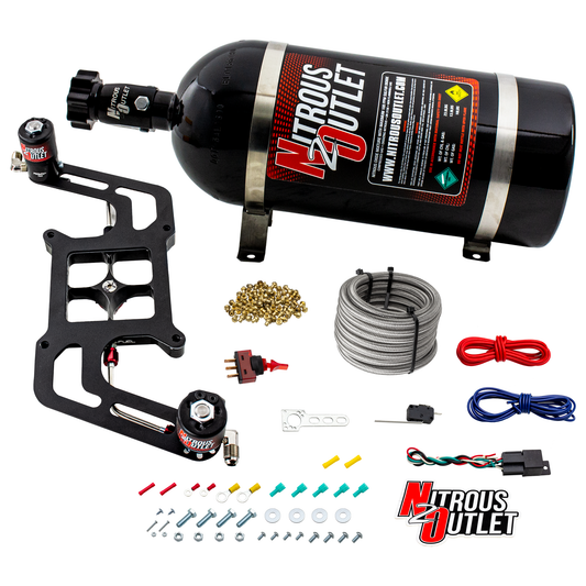 Nitrous Outlet 4150 Stinger 2 System - Hard-line/.122 Nitrous Solenoid/.177 Fuel Solenoid/Boomerang Solenoid Bracket - (Gas/E85)(5-55 psi)(50-500 HP)(10lb Bottle)