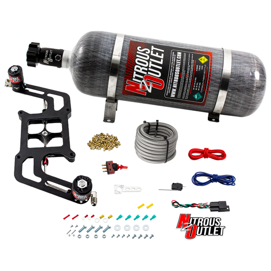 Nitrous Outlet 4150 Stinger 2 System - Hard-line/.122 Nitrous Solenoid/.177 Fuel Solenoid/Boomerang Solenoid Bracket - (Gas/E85)(5-55 psi)(50-500 HP)(12lb Bottle)