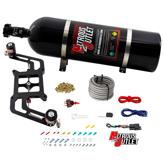 Nitrous Outlet 4150 Stinger 2 System - Hard-line/.122 Nitrous Solenoid/.177 Fuel Solenoid/Boomerang Solenoid Bracket - (Gas/E85)(5-55 psi)(50-500 HP)(15lb Bottle)