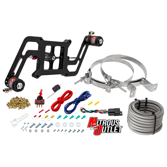 Nitrous Outlet 4150 Stinger 3 System - Hard-line/.122 Nitrous Solenoid/.177 Fuel Solenoid/Boomerang Solenoid Bracket - (Gas/E85)(5-55 psi)(50-500 HP)(No Bottle)