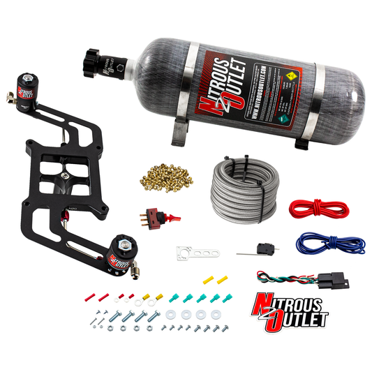 Nitrous Outlet 4150 Stinger 3 System - Hard-line/.122 Nitrous Solenoid/.177 Fuel Solenoid/Boomerang Solenoid Bracket - (Gas/E85)(5-55 psi)(50-500 HP)(12lb Bottle)