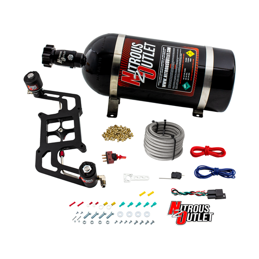 Nitrous Outlet 4150 Stinger 2 Race System - Hard-line/.178 Trashcan Nitrous Solenoid/.310 Fuel Solenoid/Boomerang Solenoid Bracket - (Gas/E85)(5-55 psi)(50-600 HP)(10lb Bottle)