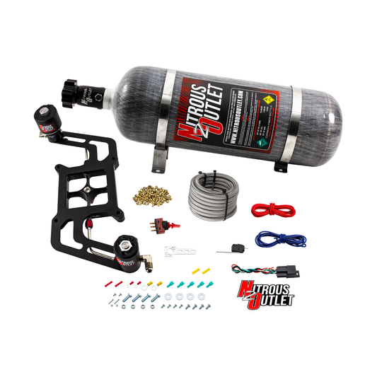 Nitrous Outlet 4150 Stinger 2 Race System - Hard-line/.178 Trashcan Nitrous Solenoid/.310 Fuel Solenoid/Boomerang Solenoid Bracket - (Gas/E85)(5-55 psi)(50-600 HP)(12lb Bottle)