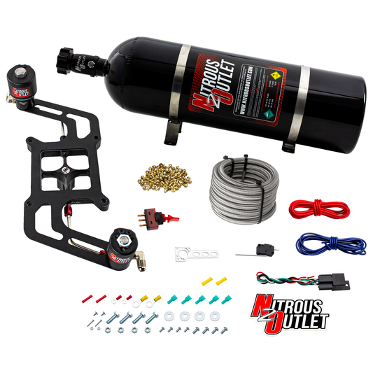 Nitrous Outlet 4150 Stinger 3 Race System - Hard-line/.178 Trashcan Nitrous Solenoid/.310 Fuel Solenoid/Boomerang Solenoid Bracket - (Gas/E85)(5-55 psi)(50-600 HP)(15lb Bottle)