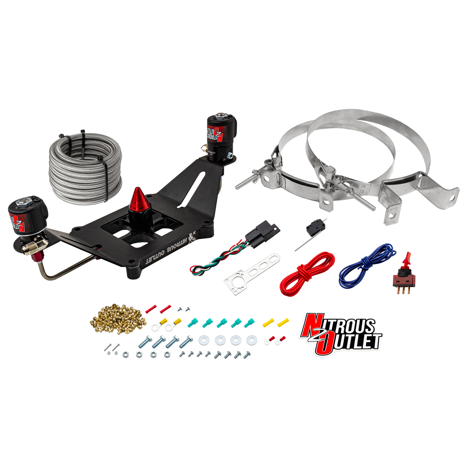 Nitrous Outlet 4150 Stinger 3 System - Hard-line/.122 Nitrous Solenoid/.177 Fuel Solenoid/Deep Break Solenoid Bracket/Solenoids Mount Upside Down - (Gas/E85)(5-55 psi)(50-500 HP)(No Bottle)