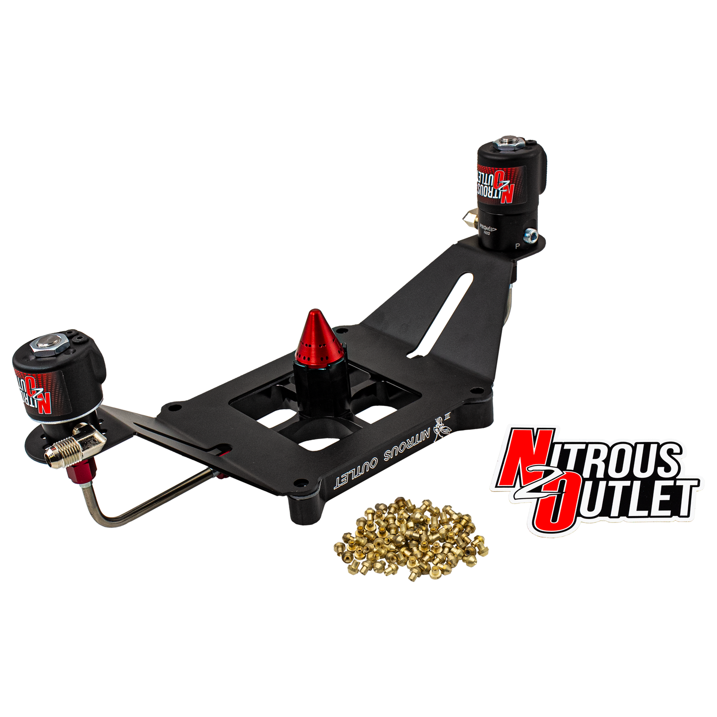 Nitrous Outlet 4150 Stinger 3 Solenoid Forward Conversion Kit - Hard-line/.122 Nitrous Solenoid/.177 Fuel Solenoid/Deep Break Solenoid Bracket/Solenoids Mount Upside Down - (Gas/E85)(5-55 psi)(50-500 HP)