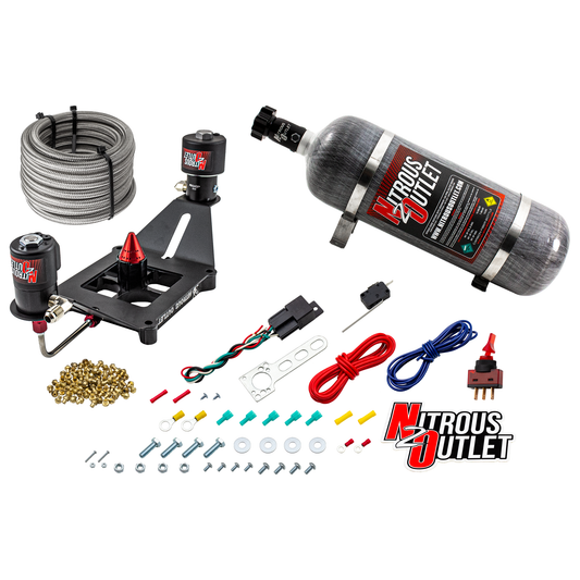 Nitrous Outlet 4150 Stinger 3 Race System - Hard-line/.178 Trashcan Nitrous Solenoid/.310 Fuel Solenoid/Deep Break Solenoid Bracket/Solenoids Mount Upside Down - (Gas/E85)(5-55 psi)(50-600 HP)(12lb Bottle)