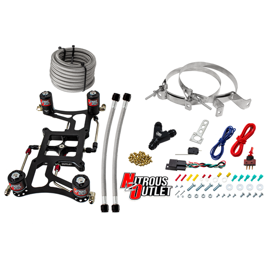 Nitrous Outlet 4500 Hornet 2 Dual Stage System - Hard-line/Two .122 Nitrous Solenoids/Two .177 Fuel Solenoids/Four Solenoid Boomerang Bracket - (Gas/E85)(5-55 psi)(50-500 HP Per Stage)(No Bottle)