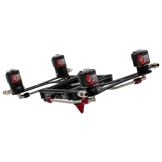 Nitrous Outlet 4500 Hornet 3 Dual Stage Solenoid Forward Conversion Kit - Hard-line/Two .122 Nitrous Solenoids/Two .177 Fuel Solenoids/Four Solenoid Boomerang Bracket - (Gas/E85)(5-55 psi)(50-500 HP Per Stage)