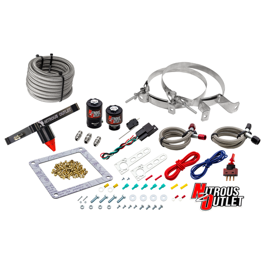 Nitrous Outlet 4500 Stinger 3 System - Braided Hoses/.122 Nitrous Solenoid/.177 Fuel Solenoid/Universal Solenoid Brackets - (Gas/E85)(5-55 psi)(50-500 HP)(No Bottle)