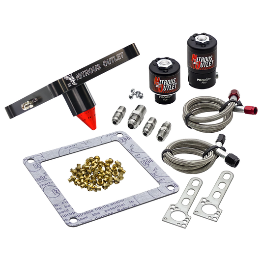 Nitrous Outlet 4500 Stinger 3 Solenoid Forward Conversion Kit - Braided Hoses/.122 Nitrous Solenoid/.177 Fuel Solenoid/Universal Solenoid Brackets - (Gas/E85)(5-55 psi)(50-500 HP)