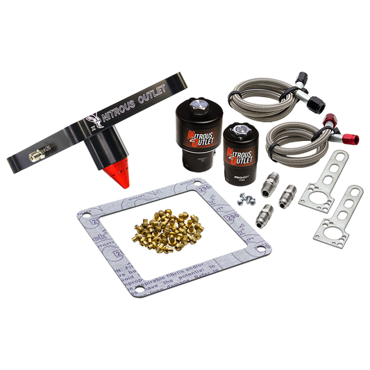 Nitrous Outlet 4500 Stinger 3 Race Solenoid Forward Conversion Kit - Braided Hoses/.178 Trashcan Nitrous Solenoid/.310 Fuel Solenoid/Universal Solenoid Brackets - (Gas/E85)(5-55 psi)(50-600 HP)