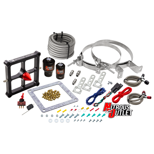 Nitrous Outlet 4500 Stinger 4 Race System - Braided Hoses/.178 Trashcan Nitrous Solenoid/.310 Fuel Solenoid/Universal Solenoid Brackets - (Gas/E85)(5-55 psi)(50-600 HP)(No Bottle)