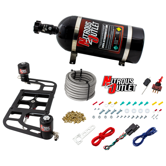 Nitrous Outlet 4500 Stinger 2 System - Hard-line/.122 Nitrous Solenoid/.177 Fuel Solenoid/Boomerang Solenoid Bracket - (Gas/E85)(5-55 psi)(50-500 HP)(10lb Bottle)