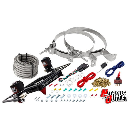 Nitrous Outlet 4500 Stinger 4 System - Hard-line/.122 Nitrous Solenoid/.177 Fuel Solenoid/Boomerang Solenoid Bracket - (Gas/E85)(5-55 psi)(50-500 HP)(No Bottle)