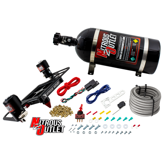 Nitrous Outlet 4500 Stinger 3 Race System - Hard-line/.178 Trashcan Nitrous Solenoid/.310 Fuel Solenoid/Boomerang Solenoid Bracket - (Gas/E85)(5-55 psi)(50-600 HP)(10lb Bottle)