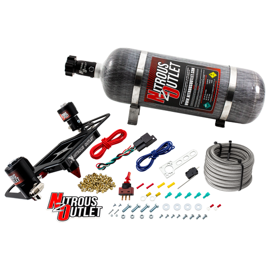Nitrous Outlet 4500 Stinger 3 Race System - Hard-line/.178 Trashcan Nitrous Solenoid/.310 Fuel Solenoid/Boomerang Solenoid Bracket - (Gas/E85)(5-55 psi)(50-600 HP)(12lb Bottle)