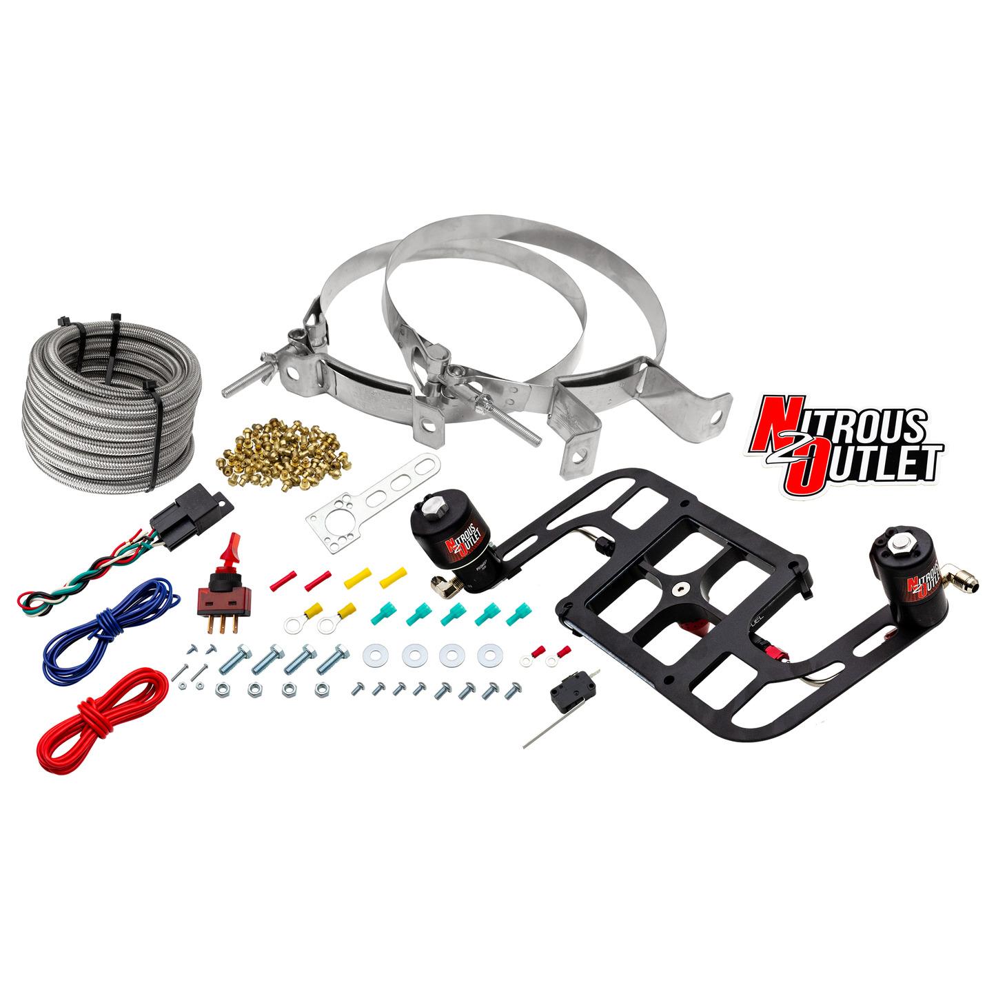 Nitrous Outlet 4500 Stinger 4 Race System - Hard-line/.178 Trashcan Nitrous Solenoid/.310 Fuel Solenoid/Boomerang Solenoid Bracket - (Gas/E85)(5-55 psi)(50-600 HP)(No Bottle)