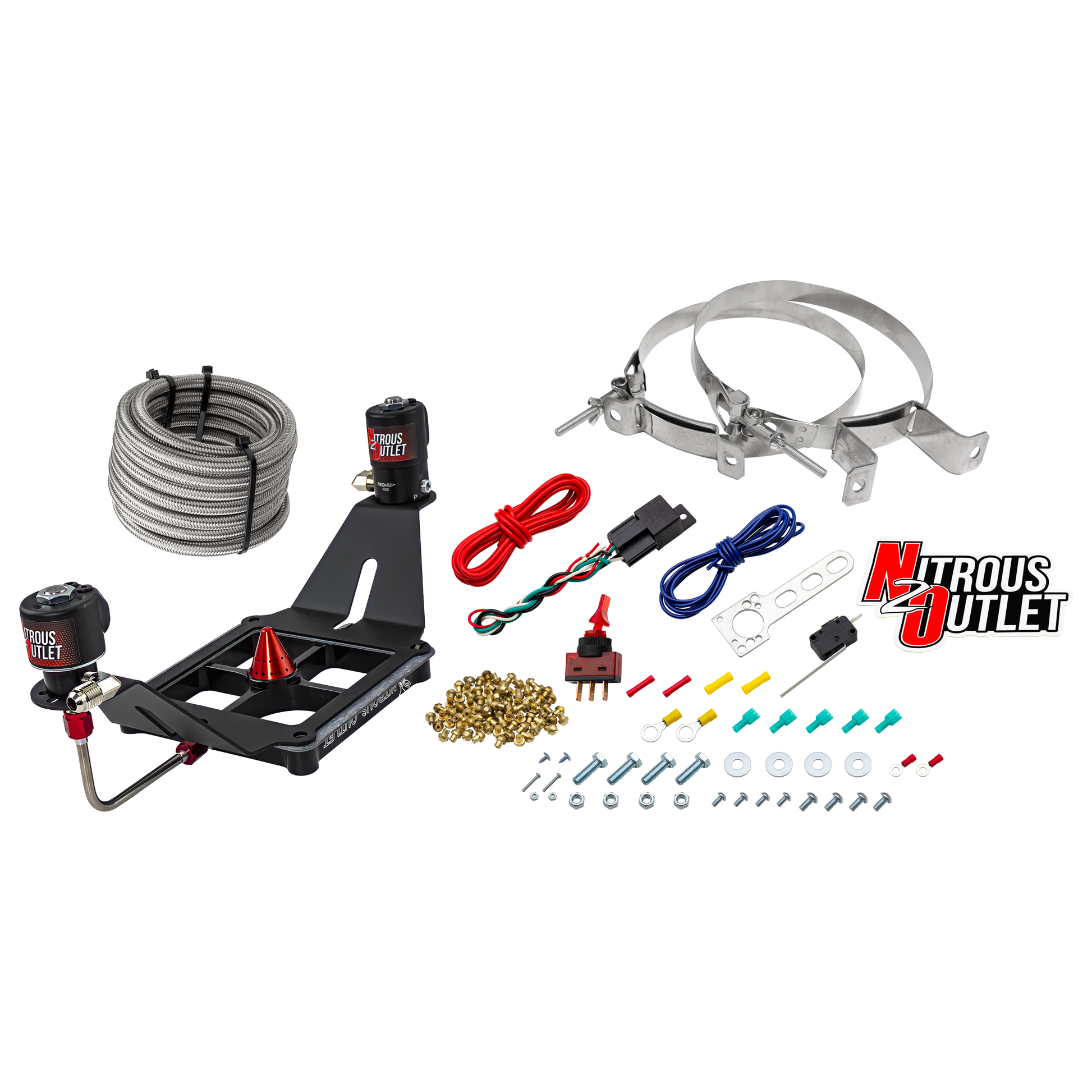 Nitrous Outlet 4500 Stinger 2 System - Hard-line/.122 Nitrous Solenoid/.177 Fuel Solenoid/Deep Break Solenoid Bracket/Solenoids Mount Upside Down - (Gas/E85)(5-55 psi)(50-500 HP)(No Bottle)