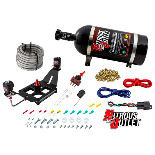 Nitrous Outlet 4500 Stinger 3 System - Hard-line/.122 Nitrous Solenoid/.177 Fuel Solenoid/Deep Break Solenoid Bracket/Solenoids Mount Upside Down - (Gas/E85)(5-55 psi)(50-500 HP)(10lb Bottle)