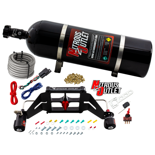 Nitrous Outlet 4500 Stinger 4 System - Hard-line/.122 Nitrous Solenoid/.177 Fuel Solenoid/Deep Break Solenoid Bracket/Solenoids Mount Upside Down - (Gas/E85)(5-55 psi)(50-500 HP)(15lb Bottle)