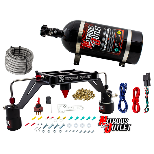 Nitrous Outlet 4500 Stinger 3 Race System - Hard-line/.178 Trashcan Nitrous Solenoid/.310 Fuel Solenoid/Deep Break Solenoid Bracket/Solenoids Mount Upside Down - (Gas/E85)(5-55 psi)(50-600 HP)(10lb Bottle)