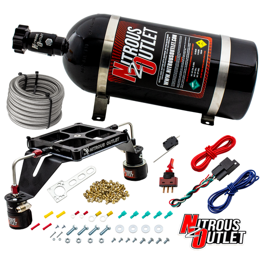 Nitrous Outlet 4500 Stinger 4 Race System - Hard-line/.178 Trashcan Nitrous Solenoid/.310 Fuel Solenoid/Deep Break Solenoid Bracket/Solenoids Mount Upside Down - (Gas/E85)(5-55 psi)(50-600 HP)(10lb Bottle)