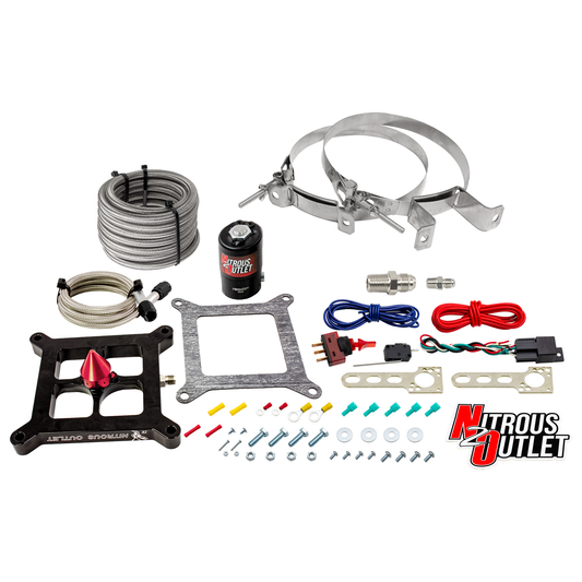 Nitrous Outlet 4150 Stinger 4 Dry System - Braided Hoses/.122 Nitrous Solenoid/Universal Solenoid Bracket - (50-500 HP)(No Bottle)