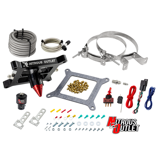 Nitrous Outlet 4150 Stinger 3 Dry Race System - Braided Hoses/.178 Trashcan Nitrous Solenoid/Universal Solenoid Bracket - (50-600 HP)(No Bottle)