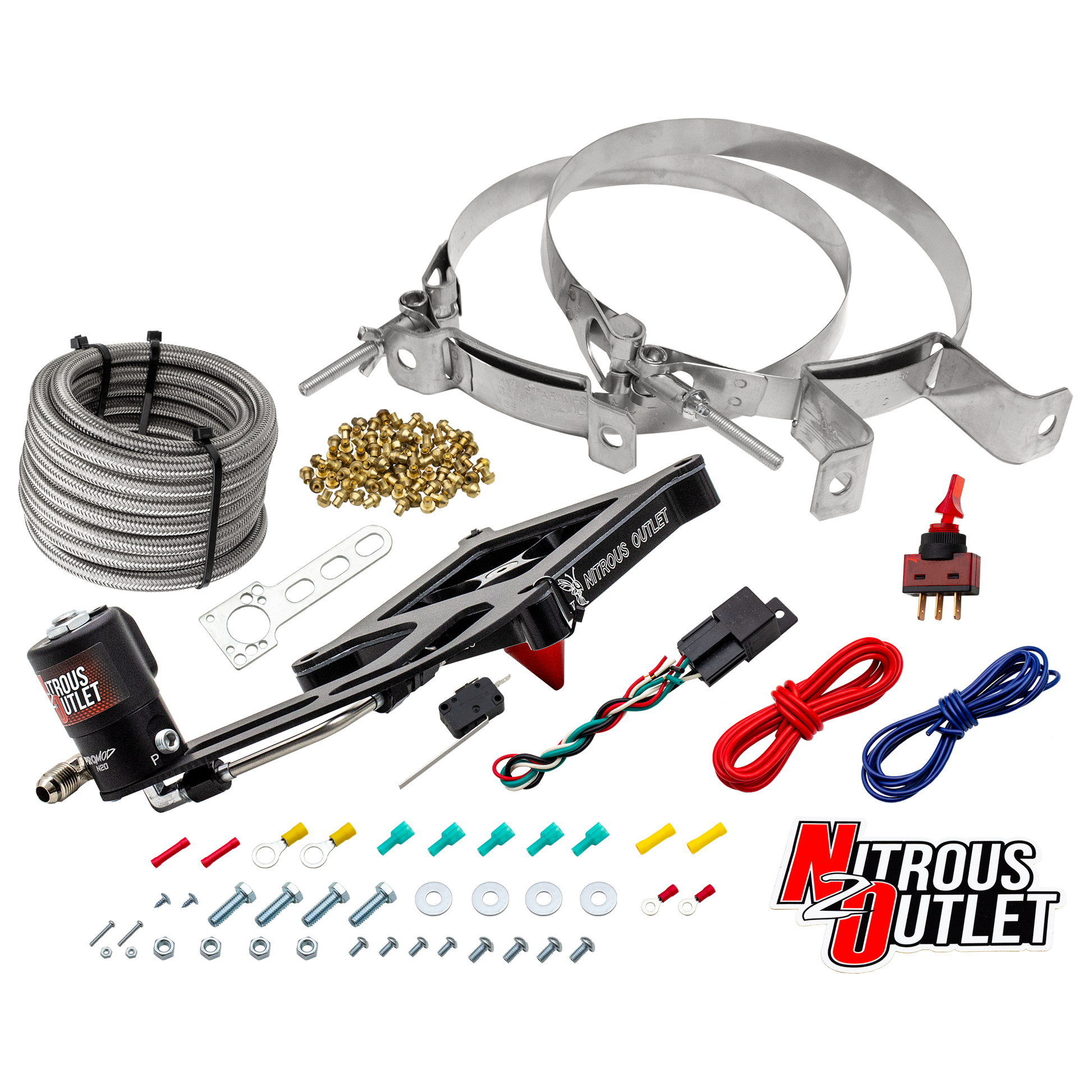 Nitrous Outlet 4150 Stinger 2 Dry System - Hard-line/.122 Nitrous Solenoid/Boomerang Solenoid Bracket - (50-500 HP)(No Bottle)
