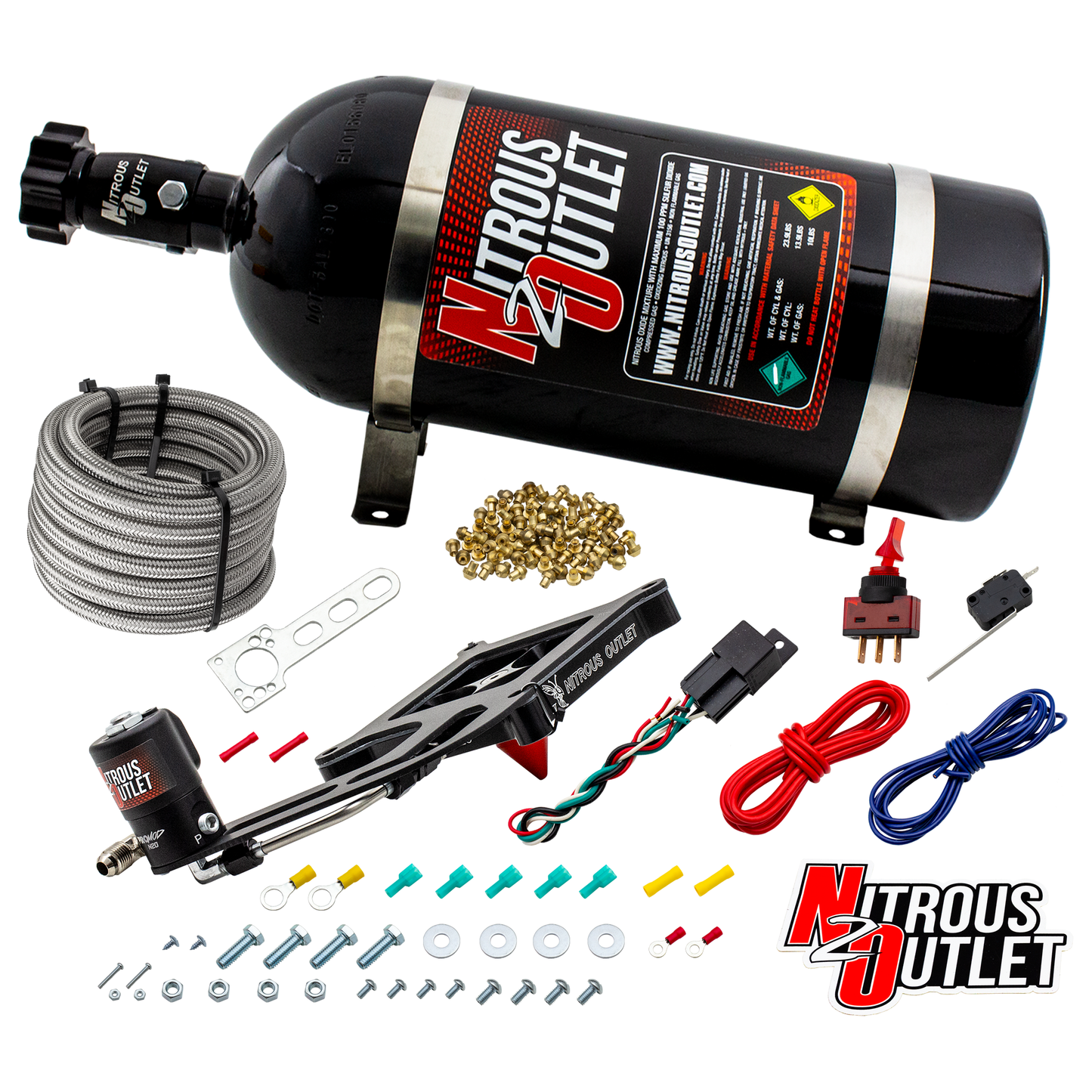 Nitrous Outlet 4150 Stinger 2 Dry System - Hard-line/.122 Nitrous Solenoid/Boomerang Solenoid Bracket - (50-500 HP)(10lb Bottle)