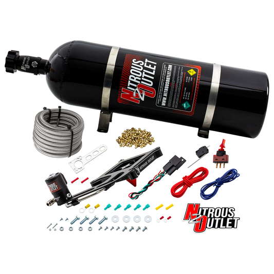 Nitrous Outlet 4150 Stinger 2 Dry System - Hard-line/.122 Nitrous Solenoid/Boomerang Solenoid Bracket - (50-500 HP)(15lb Bottle)