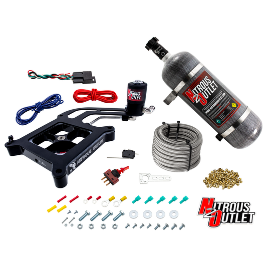 Nitrous Outlet 4150 Stinger 4 Dry System - Hard-line/.122 Nitrous Solenoid/Boomerang Solenoid Bracket - (50-500 HP)(12lb Bottle)