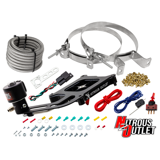 Nitrous Outlet 4150 Stinger 4 Dry Race System - Hard-line/.178 Trashcan Nitrous Solenoid/Boomerang Solenoid Bracket - (50-600 HP)(No Bottle)