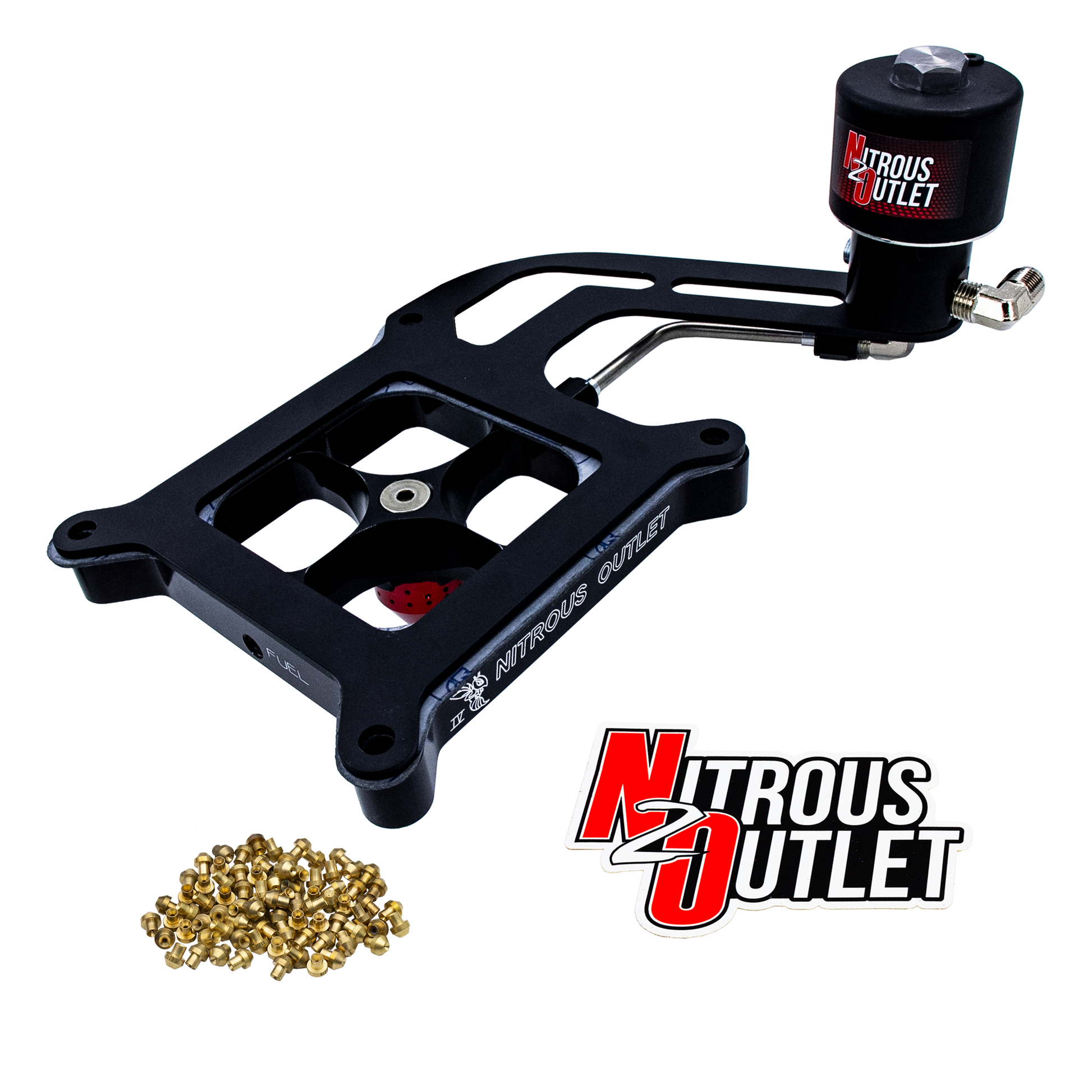 Nitrous Outlet 4150 Stinger 4 Dry Race Solenoid Forward Conversion Kit - Hard-line/.178 Trashcan Nitrous Solenoid/Boomerang Solenoid Bracket - (50-600 HP)