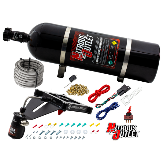 Nitrous Outlet 4150 Stinger 2 Dry System - Hard-line/.122 Nitrous Solenoid/Deep Break Solenoid Bracket/Solenoids Mount Upside Down - (50-500 HP)(15lb Bottle)