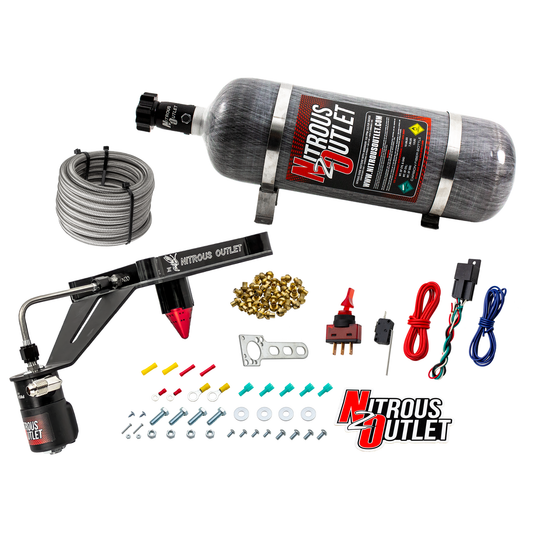 Nitrous Outlet 4150 Stinger 3 Dry System - Hard-line/.122 Nitrous Solenoid/Deep Break Solenoid Bracket/Solenoids Mount Upside Down - (50-500 HP)(12lb Bottle)