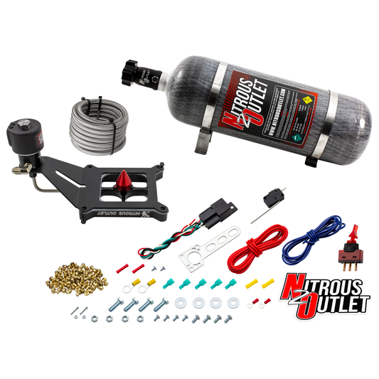 Nitrous Outlet 4150 Stinger 4 Dry Race System - Hard-line/.178 Trashcan Solenoid Nitrous Solenoid/Deep Break Solenoid Bracket/Solenoids Mount Upside Down - (50-600 HP)(12lb Bottle)