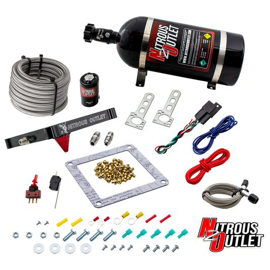 Nitrous Outlet 4500 Stinger 2 Dry System - Braided Hoses/.122 Nitrous Solenoid/Universal Solenoid Bracket - (50-500 HP)(10lb Bottle)