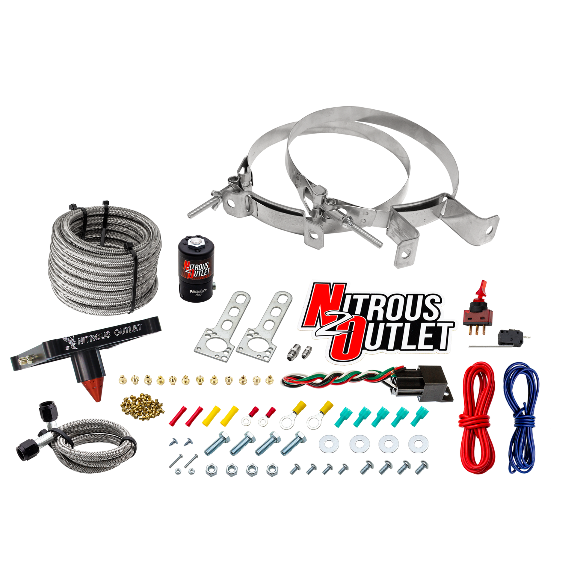 Nitrous Outlet 4500 Stinger 3 Dry System - Braided Hoses/.122 Nitrous Solenoid/Universal Solenoid Bracket - (50-500 HP)(No Bottle)