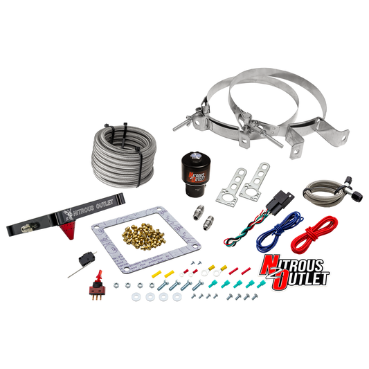 Nitrous Outlet 4500 Stinger 2 Dry Race System - Braided Hoses/.178 Trashcan Nitrous Solenoid/Universal Solenoid Bracket - (50-600 HP)(No Bottle)