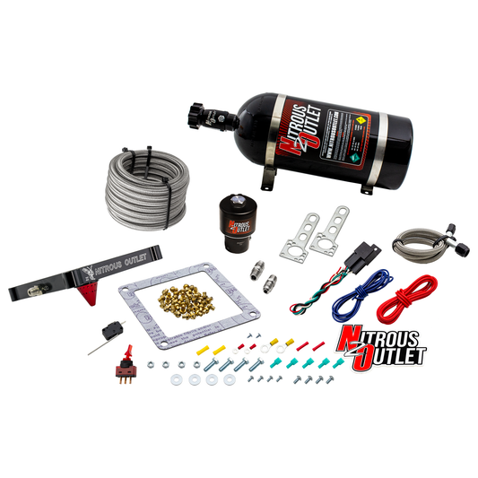 Nitrous Outlet 4500 Stinger 2 Dry Race System - Braided Hoses/.178 Trashcan Nitrous Solenoid/Universal Solenoid Bracket - (50-600 HP)(10lb Bottle)