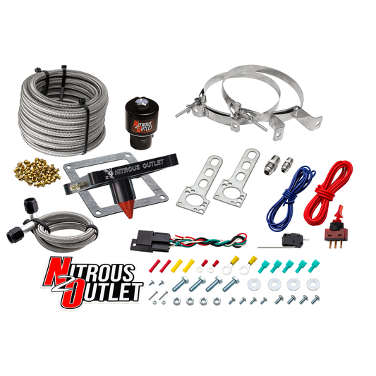 Nitrous Outlet 4500 Stinger 3 Dry Race System - Braided Hoses/.178 Trashcan Nitrous Solenoid/Universal Solenoid Bracket - (50-600 HP)(No Bottle)