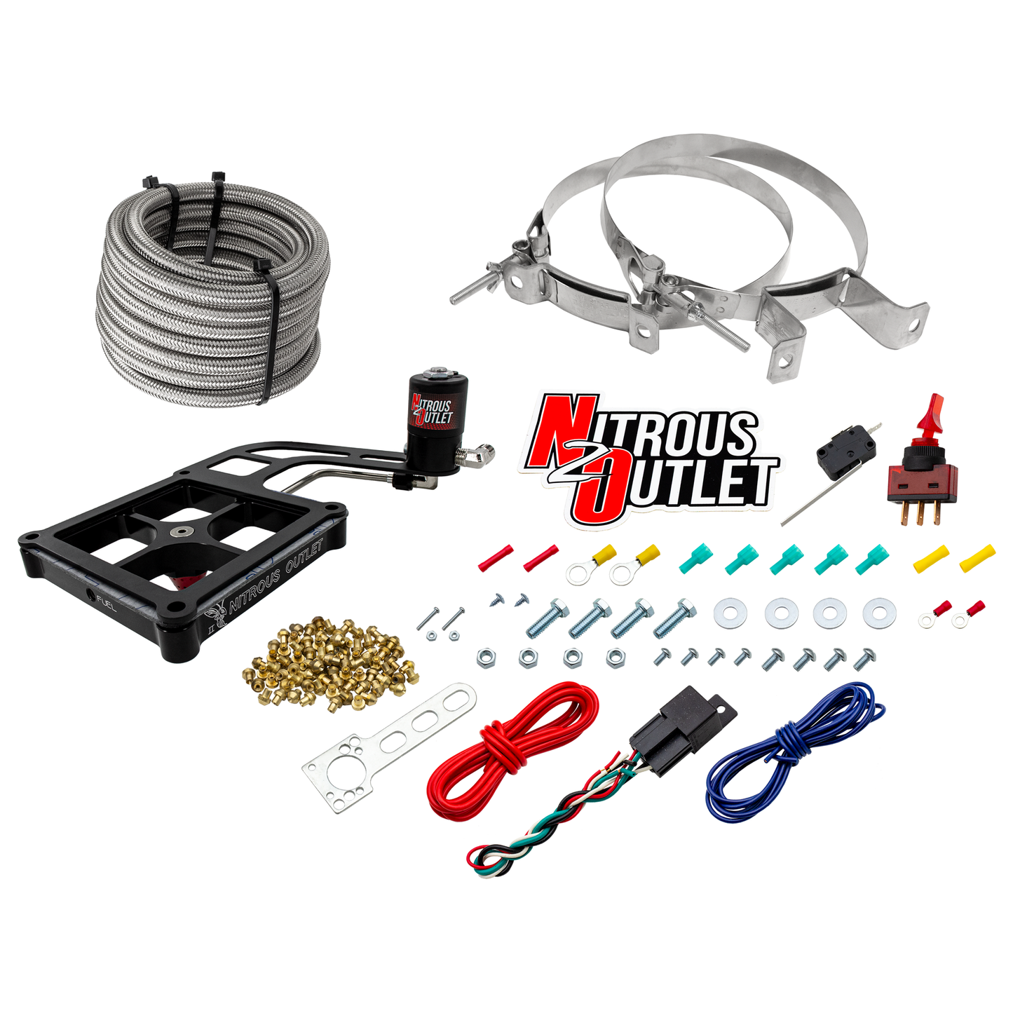 Nitrous Outlet 4500 Stinger 2 Dry System - Hard-line/.122 Nitrous Solenoid/Boomerang Solenoid Bracket - (50-500 HP)(No Bottle)