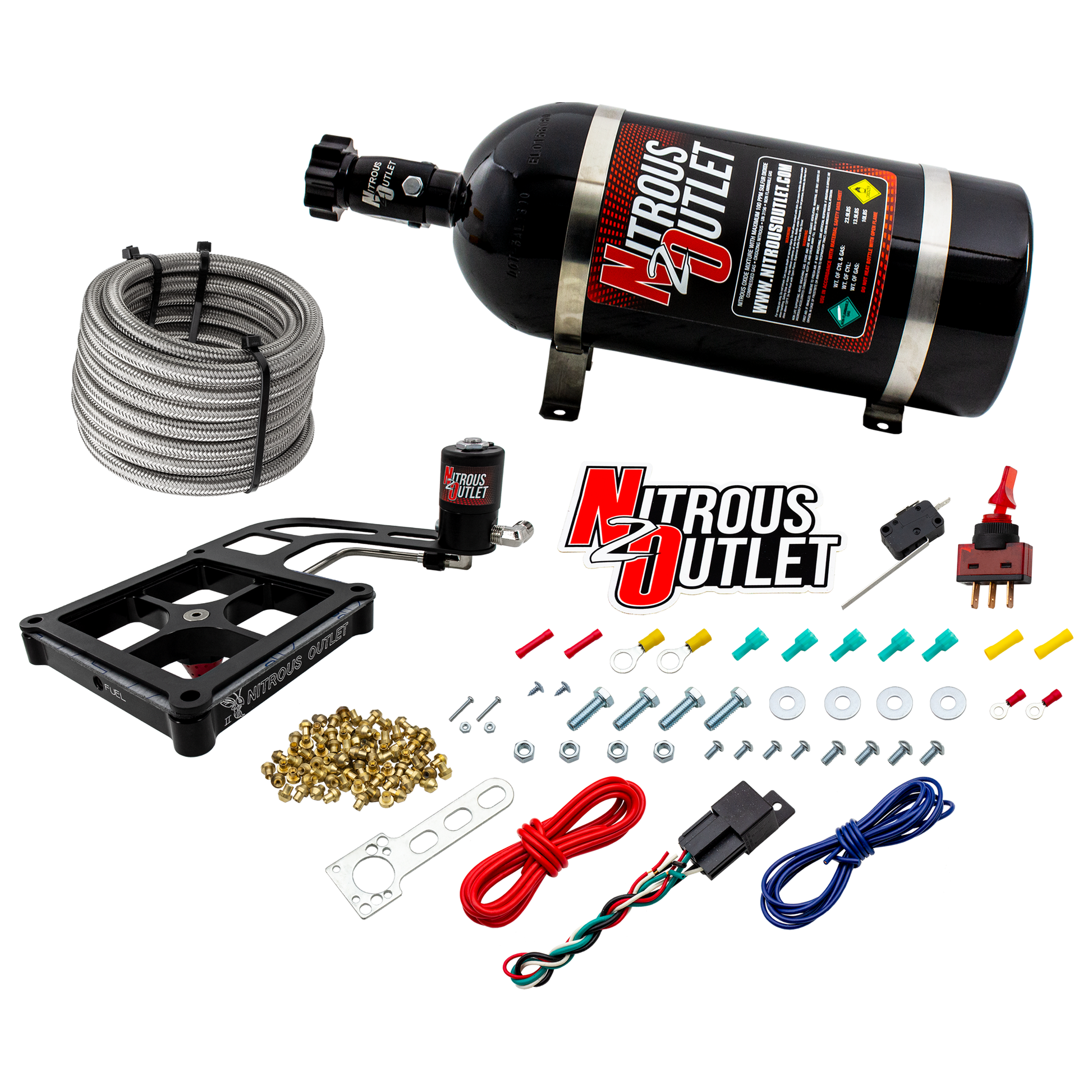 Nitrous Outlet 4500 Stinger 2 Dry System - Hard-line/.122 Nitrous Solenoid/Boomerang Solenoid Bracket - (50-500 HP)(10lb Bottle)